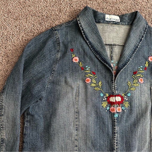Denim 24/7 Jean Jacket Floral Embroidered Womens 20W - Picture 10 of 15
